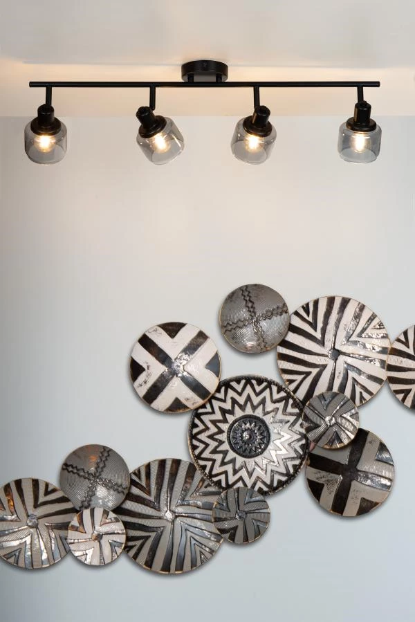 Lucide BJORN - Ceiling spotlight - 4xE14 - Black - atmosphere 2